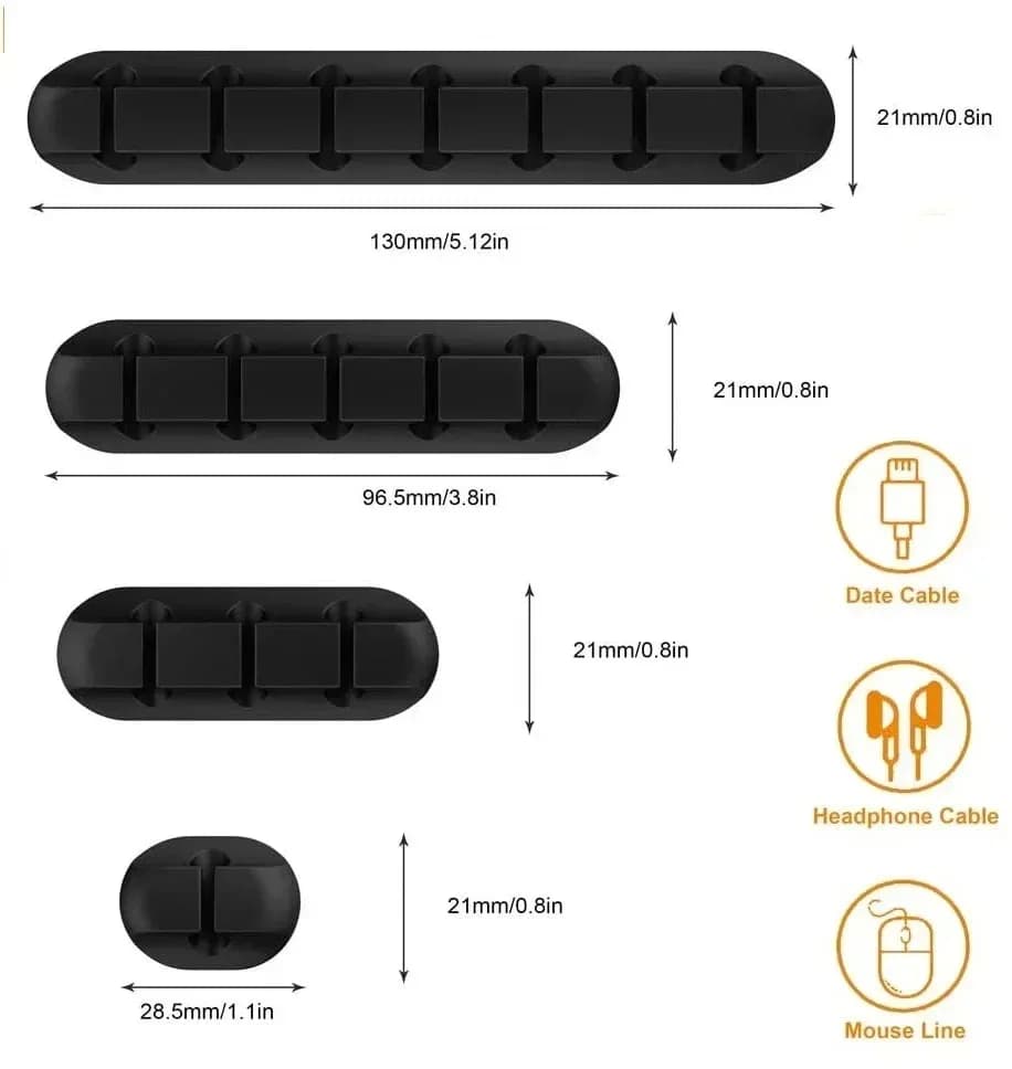 Cable Cord Wire Organizer Silicone USB Cable Winder Management Clips Self Adhesive for Mouse Keyboard Headset For iPhone Huawei - 4