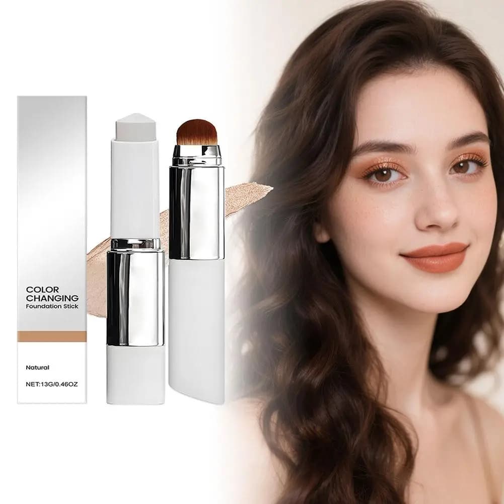 2-in-1 Color-Changing Foundation Stick Liquid Lightweight Moisturizing Brightening Foundation Color Changing For All Skin Types - 2