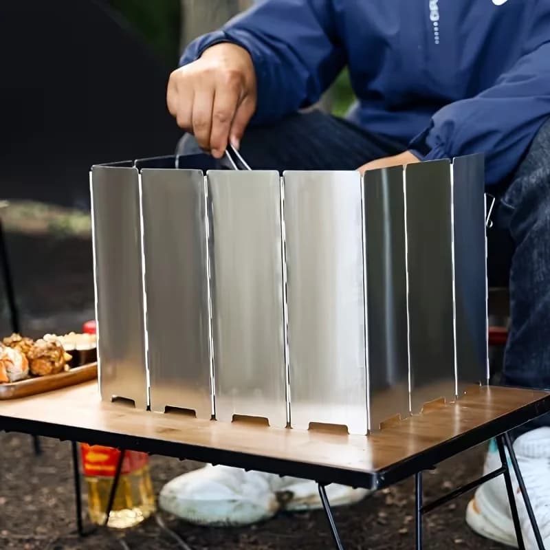 Ultra-Lightweight Aluminum Alloy Wind Shields for Camping Stoves Foldable with Inserts Ideal for Outdoor Cooking and Picnics