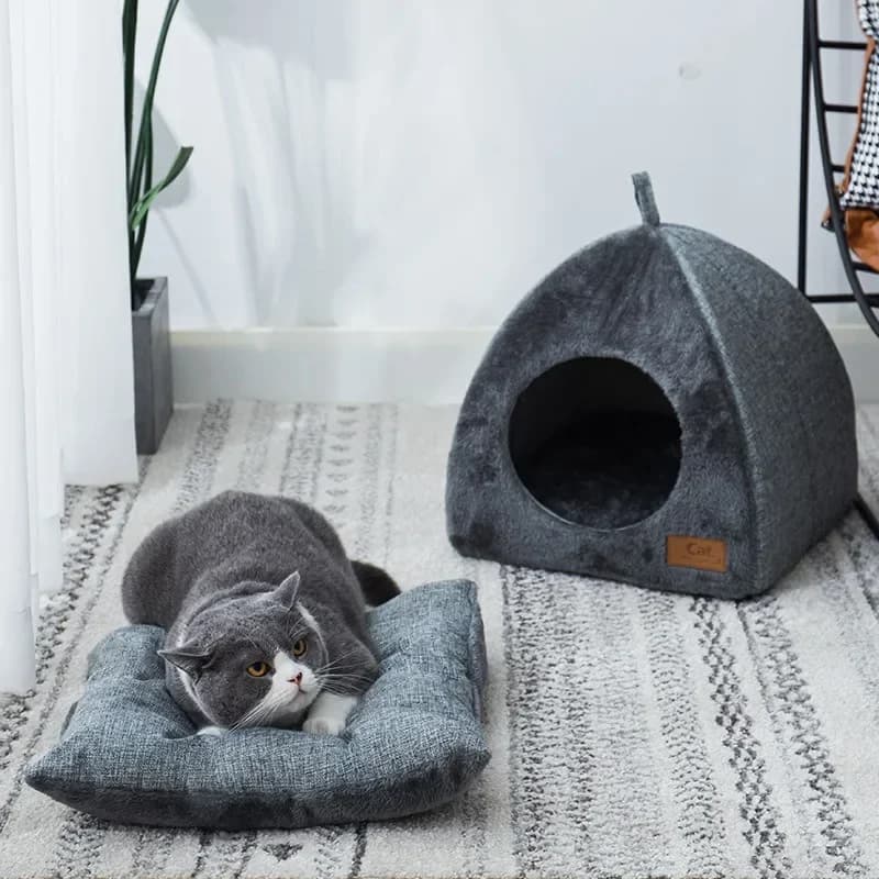 New Triangle Cat Nest Closed Cat House Pet Nest Warm and Thickened Deep Sleep Dog Nest Pet Supplies Closed Cat bed cat tents - 2