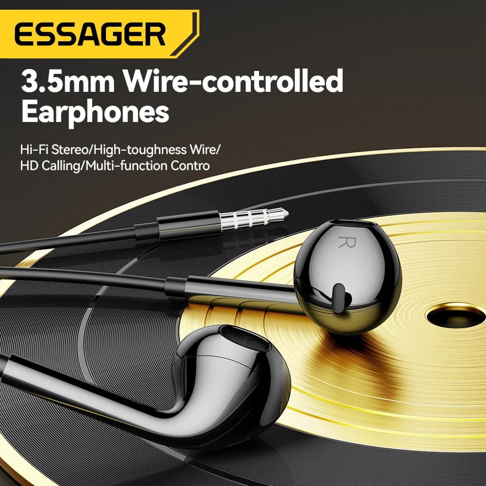 Essager 3.5mm Wired Headphones In Ear Headset Wired Earphones with Microphone Stereo Earbuds Sports In-line Control For Phones - 2