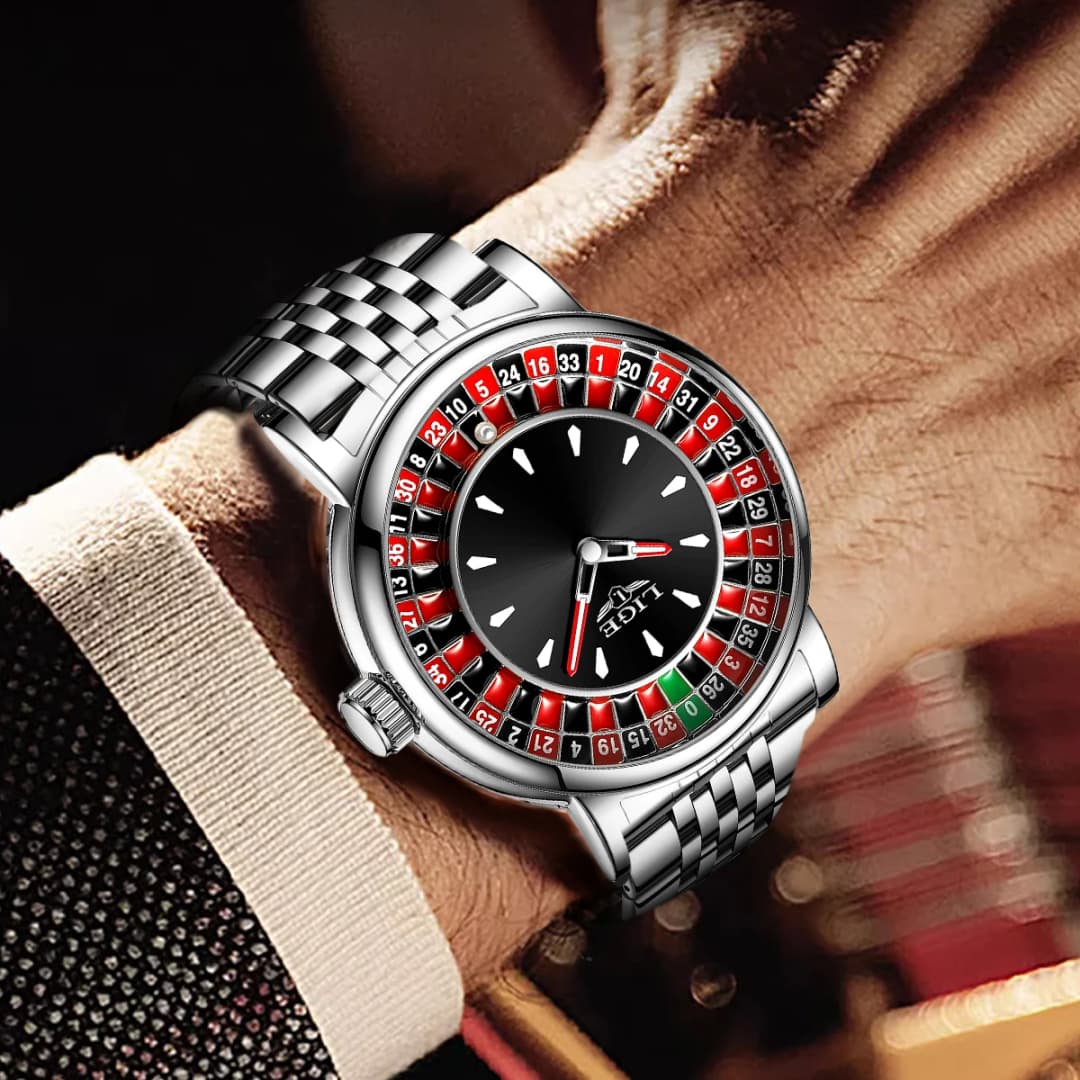 LIGE Fashion Men Watch Rotating Dial Las Vegas Roulette Desktop Theme Watch Men Waterproof Luminous Clock Watches Creative Clock - 6