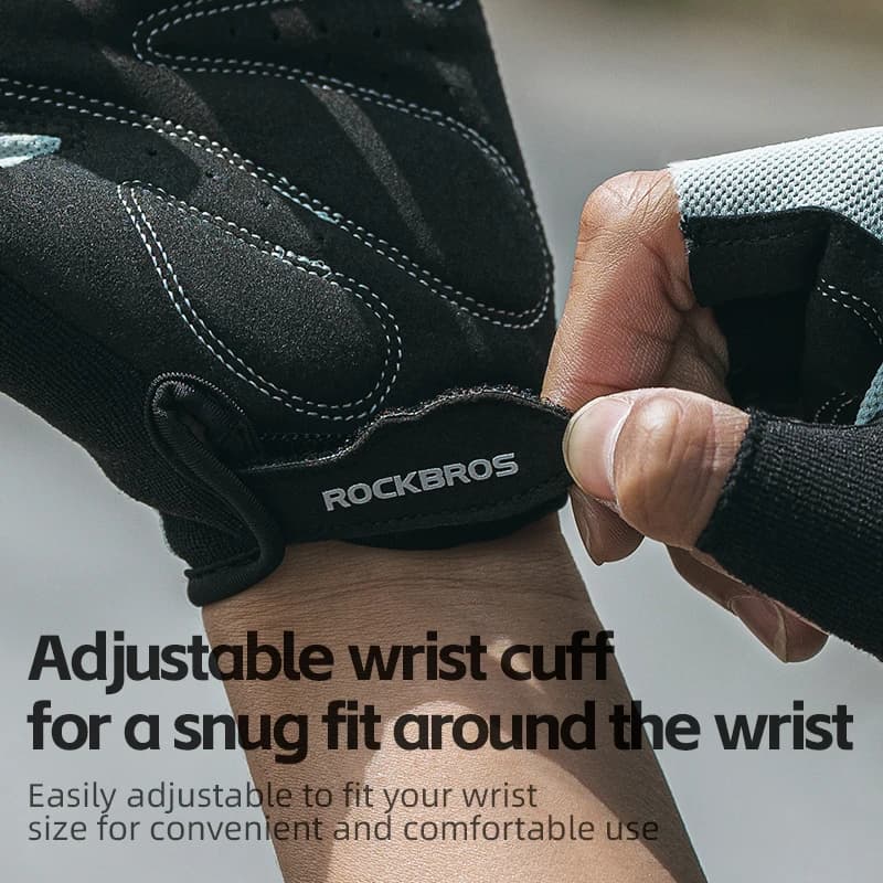 قفازات دراجة ROCKBROS بنصف إصبع صيفية قابلة للتنفس مقاومة للانزلاق مع بطانة SBR مقاومة للصدمات قفازات دراجة جبلية وطريق قفازات قصيرة لركوب الدراجات - 5