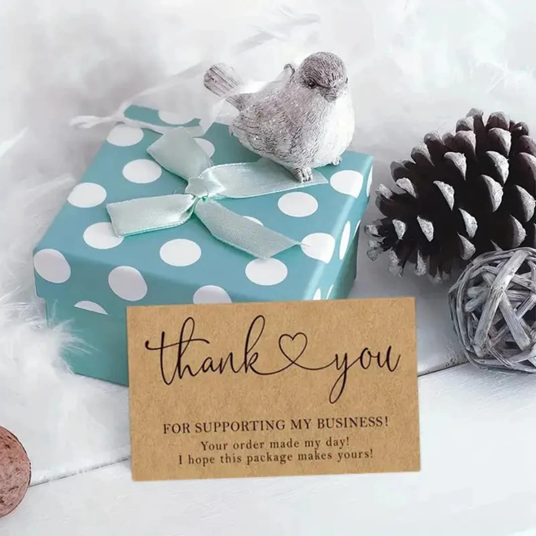 50pcs Natural Kraft Paper Thank You Cards for Small Business Appreciation Enterprise Thank You For Your order Card Greeting Card - 6