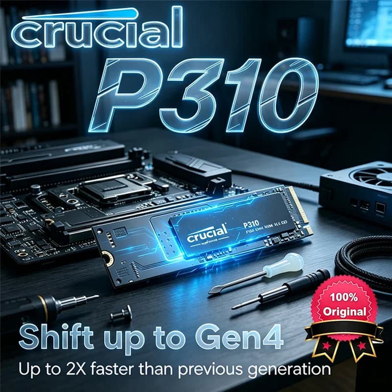 قرص صلب داخلي من نوع SSD طراز Crucial P310 M.2 228 بسرعة تصل إلى 7100 ميجابايت/ثانية، PCIe Gen4، 3D NAND، NVMe، بسعات 500 جيجابايت و1 تيرابايت و2 تيرابايت لأجهزة الكمبيوتر المحمولة