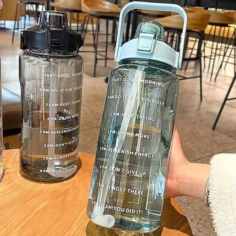 2000ml Large Capacity Plastic Straw Water Cup Sports Water Bottle High Value Outdoor Camping Drinking Tools - 2