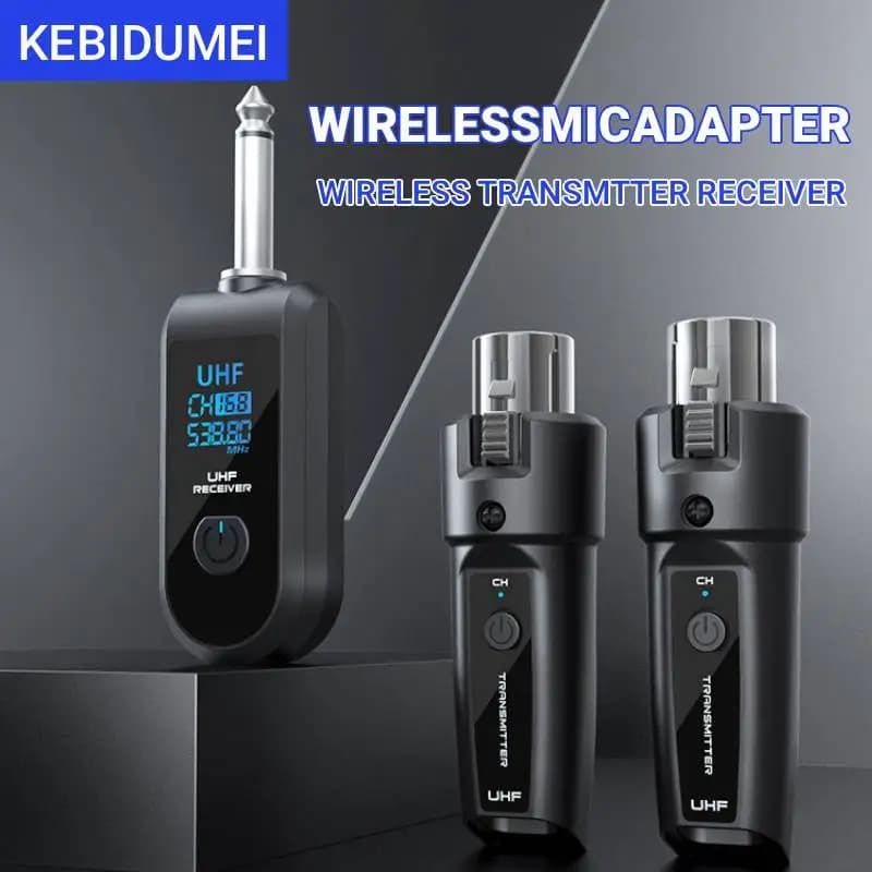 نظام KEBIDUMEI اللاسلكي بتردد UHF مع محول XLR لمايكروفون الديناميكي والجيتار ومزج الصوت ونظام PA