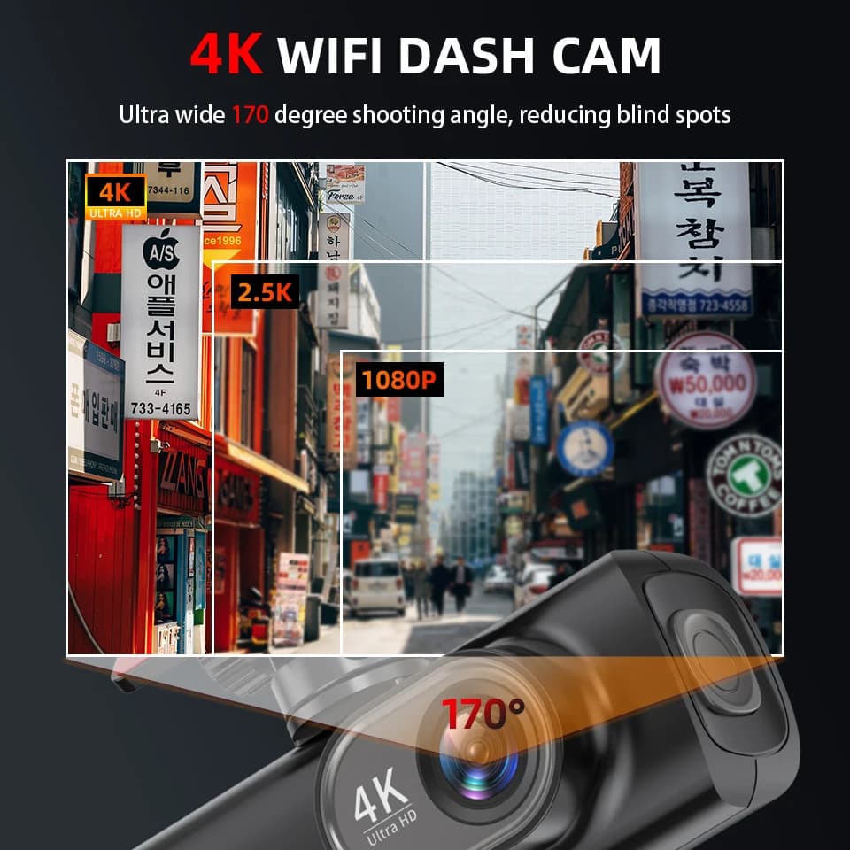 4K WIFI Dash Cam Mini CAR DVR Support Front and Rear Dual Lens 1080P Black Box Room Night Vision Camera Parking Monitor - 2