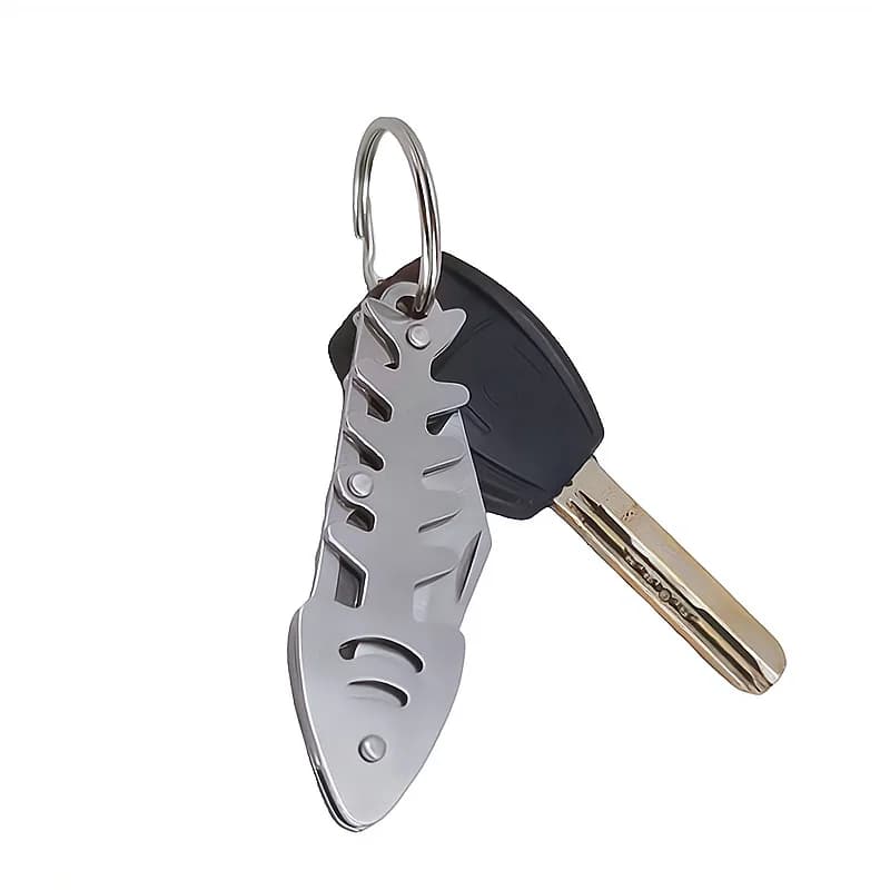 Mini Outdoor Folding Knife Creative Fish Bone Unboxing Portable Pocket Keychain Stainless Steel Tactical EDC Tool Cutter Pendant - 5