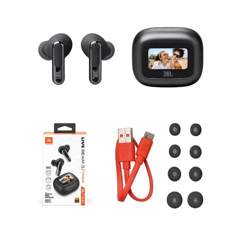 سماعات الأذن اللاسلكية الأصلية JBL Live Beam 3 بتقنية البلوتوث مع صندوق عرض ذكي LED وسماعات رأس مع إلغاء الضوضاء Beam3 - 3