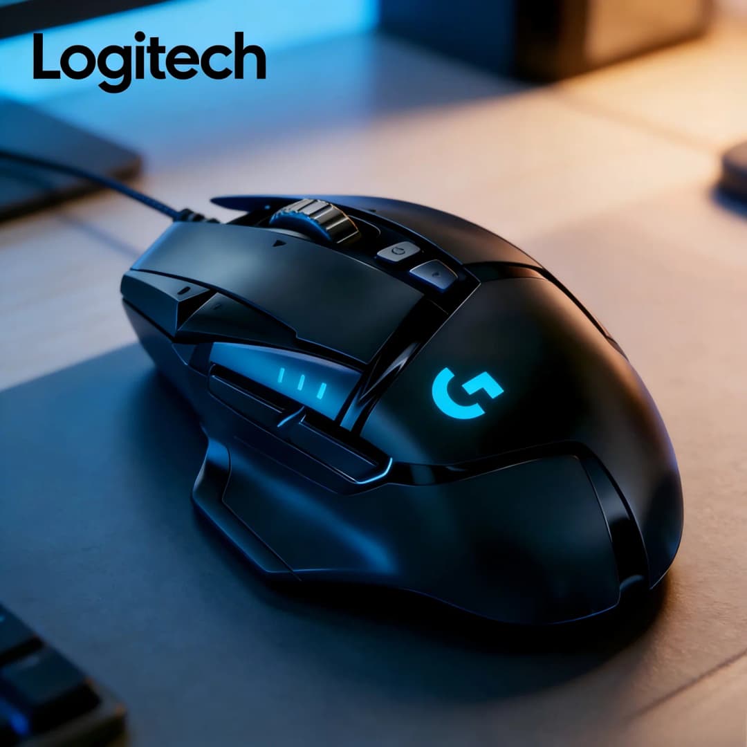ماوس الألعاب السلكي Logitech G502 HERO، إضاءة RGB ميكانيكية، ماوس أسود، مناسب للاعبين، ماوس Logitech G402