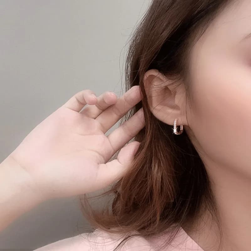 925 Sterling Silver  Circle Hoop Earrings for Women Fashion Luxury  Crystal Zirconia Earrings Party Wedding Versatile Jewelry - 4