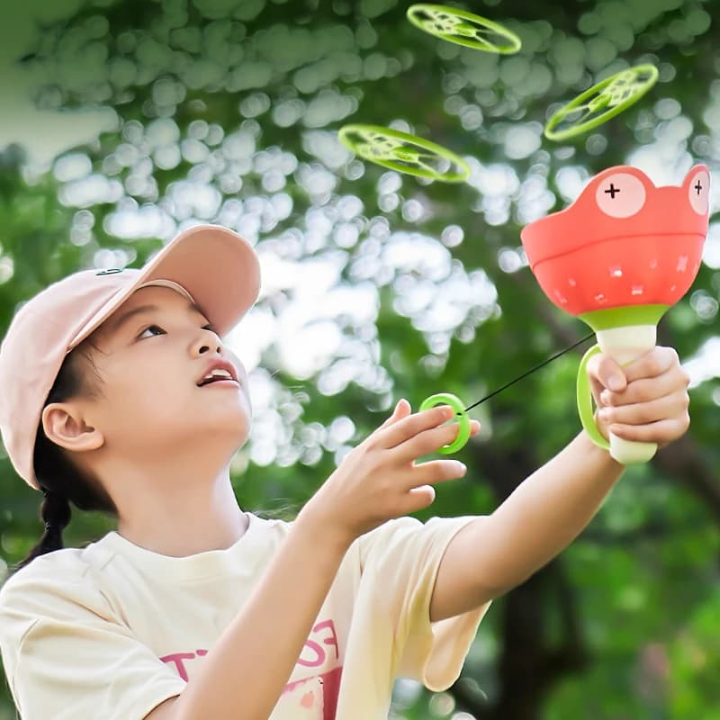 سحب سلسلة الصحن الطائر القرص قاذفة الاطفال ألعاب طائرة رمي الصيد الرياضة في الهواء الطلق المروحة الأطفال حديقة لعبة هدية لصبي - 5