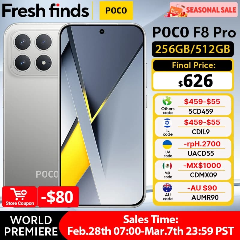 【عرض عالمي】 هاتف POCO F8 برو نسخة عالمية معالج ثماني النواة سناب دراجون 8 إيليت 6.59 بوصة 120 هرتز شاشة AMOLED كاميرا 50 ميجابكسل OIS