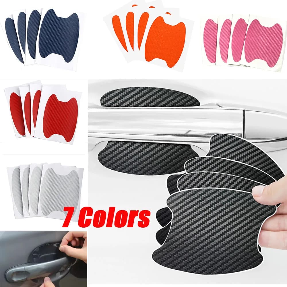 ملصقات السيارات مقبض الباب المضادة للخدش غطاء مقاوم ألياف الكربون حامي الملحقات الخارجية اكسسوارات السيارات تقليم 4 قطعة مجموعة