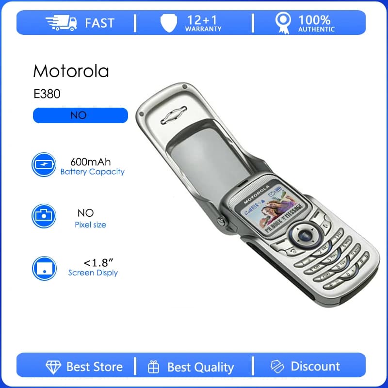 Refurbished Motorola E380 Original E380  Detachable Battery 600mAh Cell Phone Wholesale Free shipping Only Support English