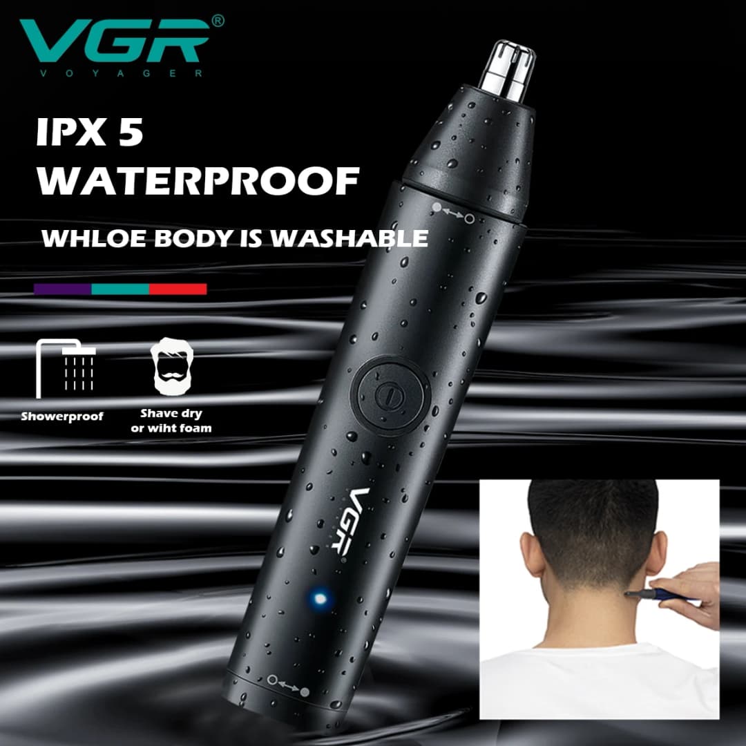 Original VGR Ear Eyebrow Nose Hair Trimmer Electric Beard Grooming For Facial & Body Stubble Trimmer For Men Rechargeable Kit - 4