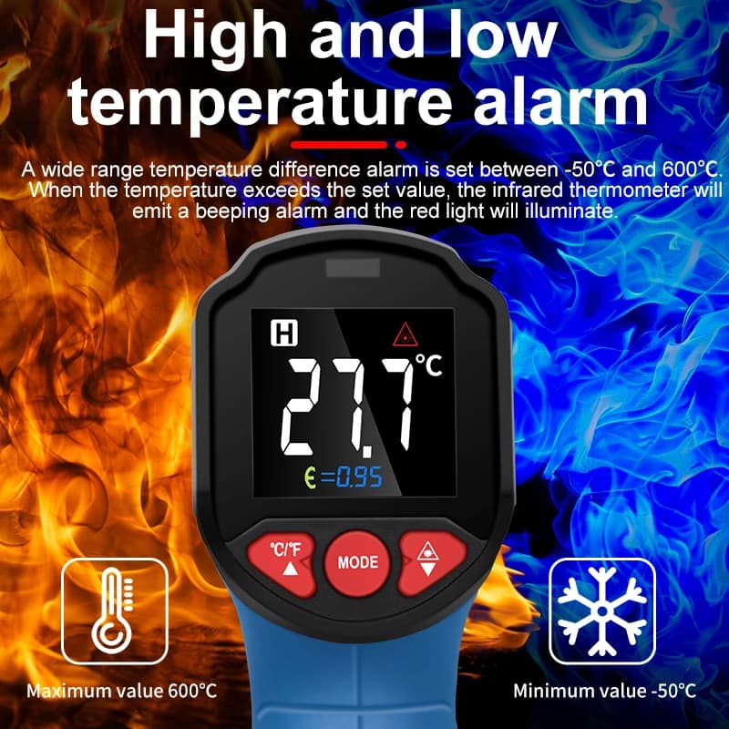 Infrared Non-Contact Digital Thermometer Handheld High-Precision Temperature Sernsor Industrial Kitchen Pyrometer Gun - 2