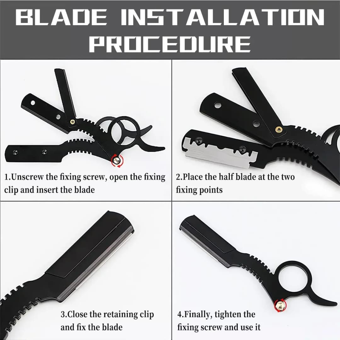 شفرة حلاقة يدوية للإبهام، شفرة حلاقة مستقيمة لقص الشعر واللحية والحاجبين، شفرات قابلة للاستبدال - 5