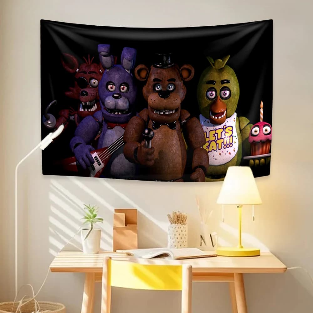 Classic Bear Game Tapestry Fnaf Prints Large Fabric Home Decor Wall Hanging Bedroom Living Room Background Friends Gift - 3