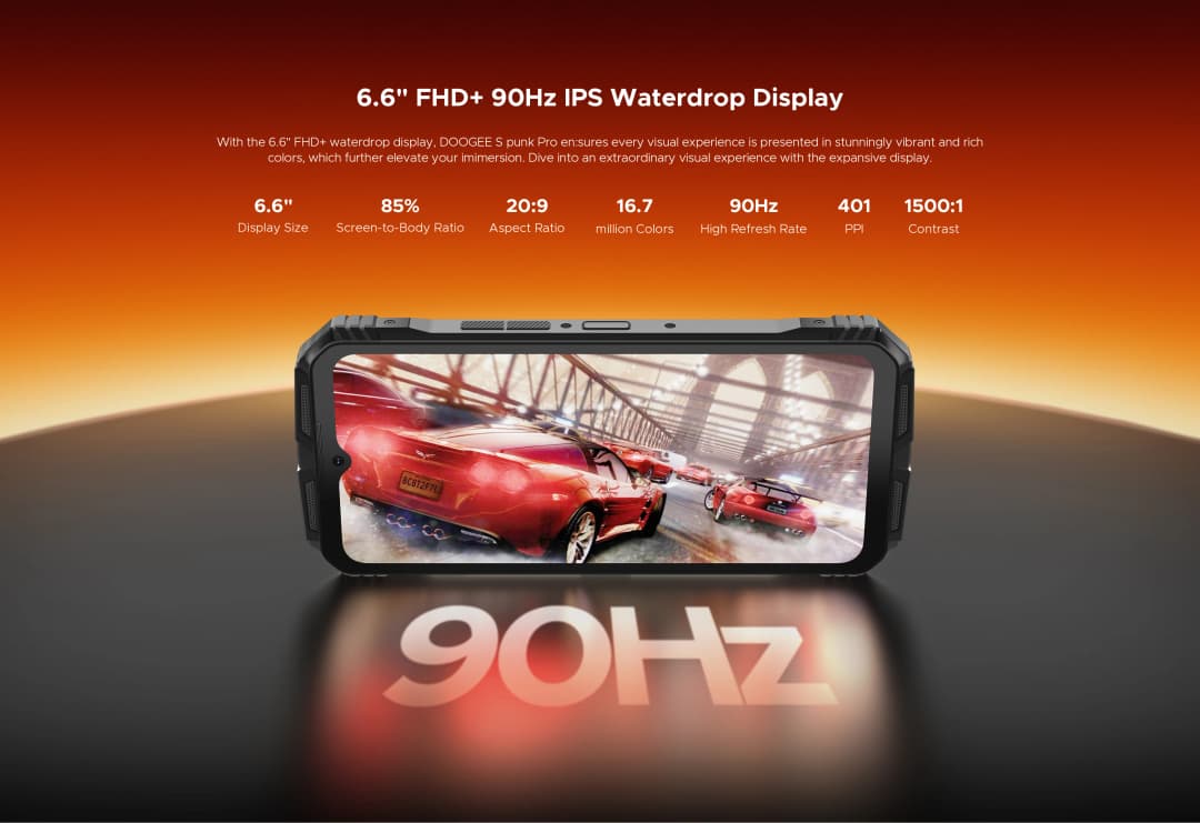 هاتف DOOGEE SPUNK PRO الذكي 6.6 بوصة FHD+ 90 هرتز أندرويد 14 ذاكرة وصول عشوائي 20 جيجابايت + 12 جيجابايت ذاكرة قراءة فقط 512 جيجابايت بطارية 10800 مللي أمبير في الساعة شحن سريع 33 واط كاميرا 50 ميجابكسل ذكاء اصطناعي 128 ديسيبل - 4