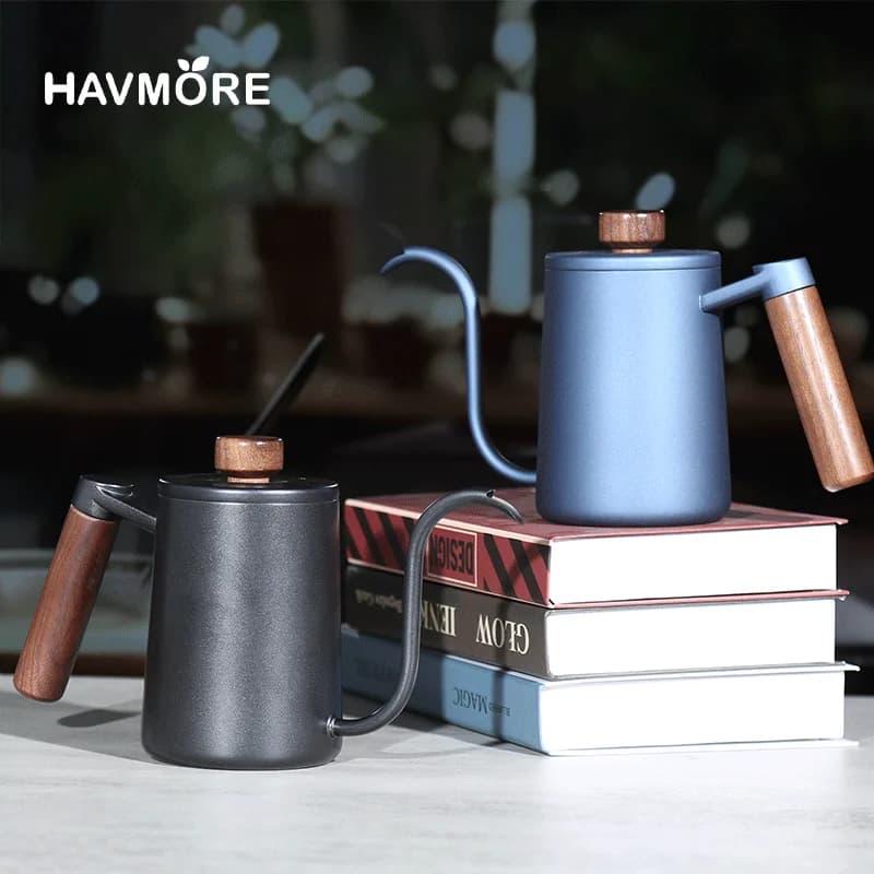 أدوات إكسسوارات إبريق شاي/قهوة من الفولاذ المقاوم للصدأ 304 سعة 600 مل بمنقار إوز طويل لصنع قهوة الإسبريسو