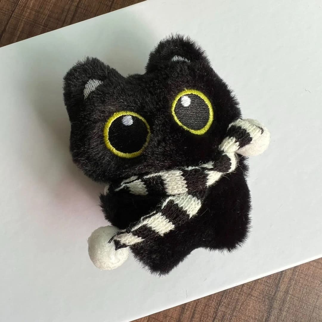 Cartoon Cute Black Cat Plush Keychain Squeaky Toy Squishy Bag Pendant Soft Stuffed Toy Ins Style Cuddly Cat Doll Boys Girls Gift - 5