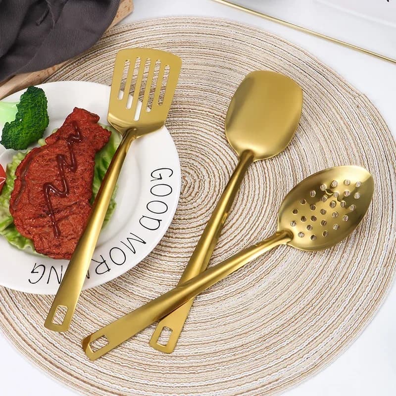 6pcs Korean-style Hot Pot Cutlery Set Stainless Steel Dinnerware Set Home Creative Korean Cutlery Golden spoons Kitchenware Set - 4