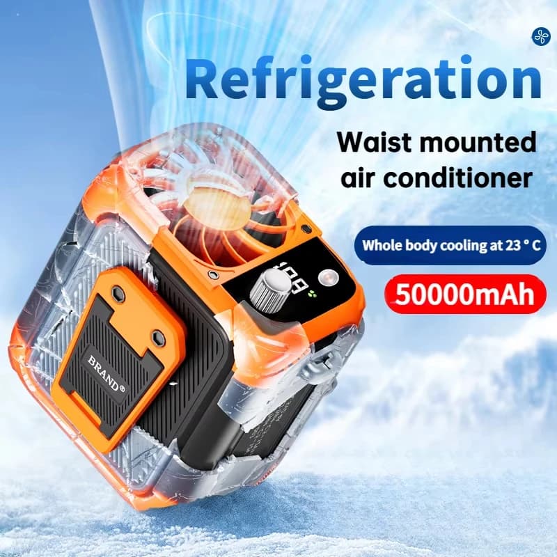 مروحة خصر صغيرة عالية السرعة، مروحة عنق معلقة بدون شفرات تعمل عبر USB، مروحة عرض رقمي متعددة الوظائف لإضاءة الطاقة المتنقلة الخارجية