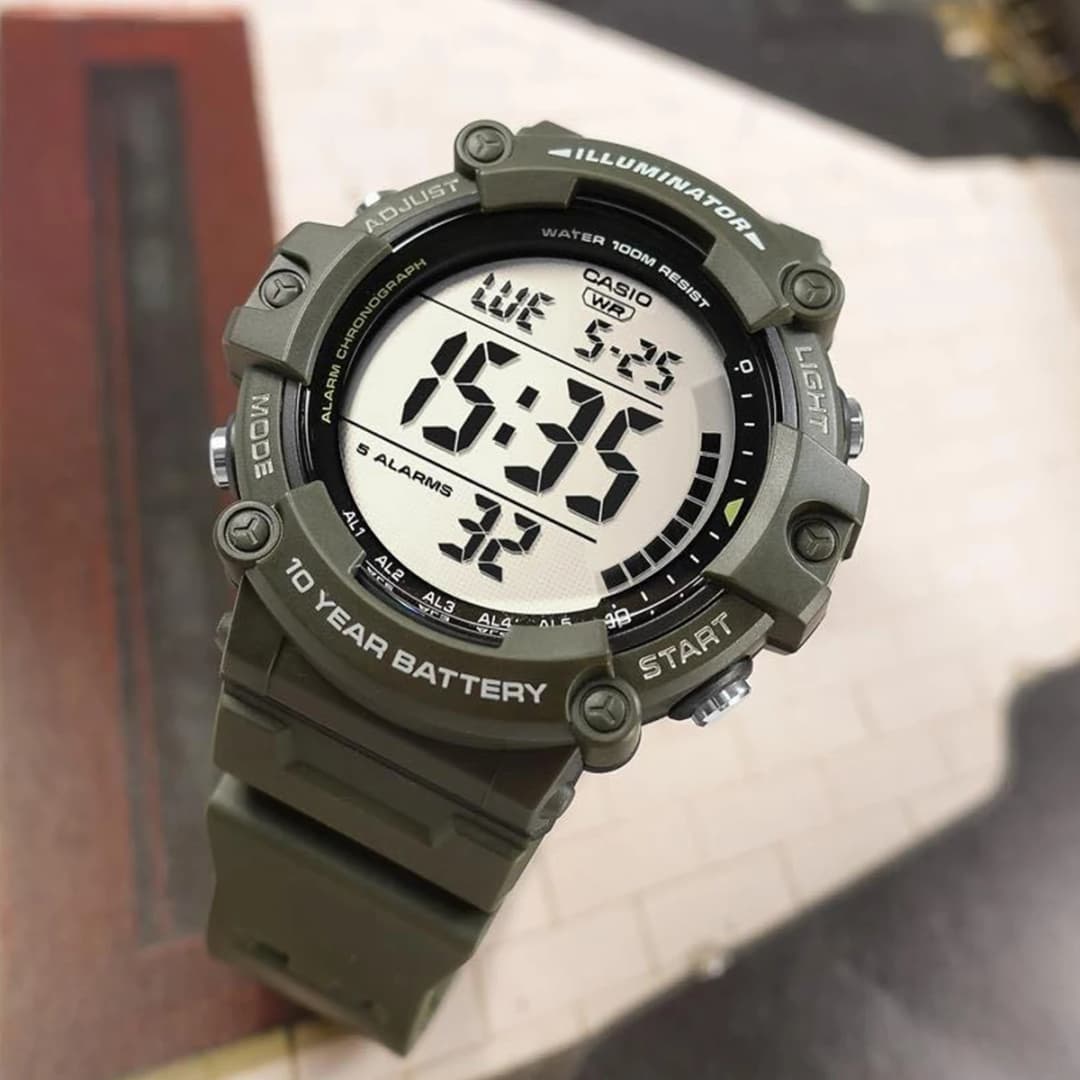 ساعة كاسيو رجالية بشاشة كبيرة متعددة الوظائف إلكترونية عرض واضح وبسيط AE-1500WHX-1A/3A - 5