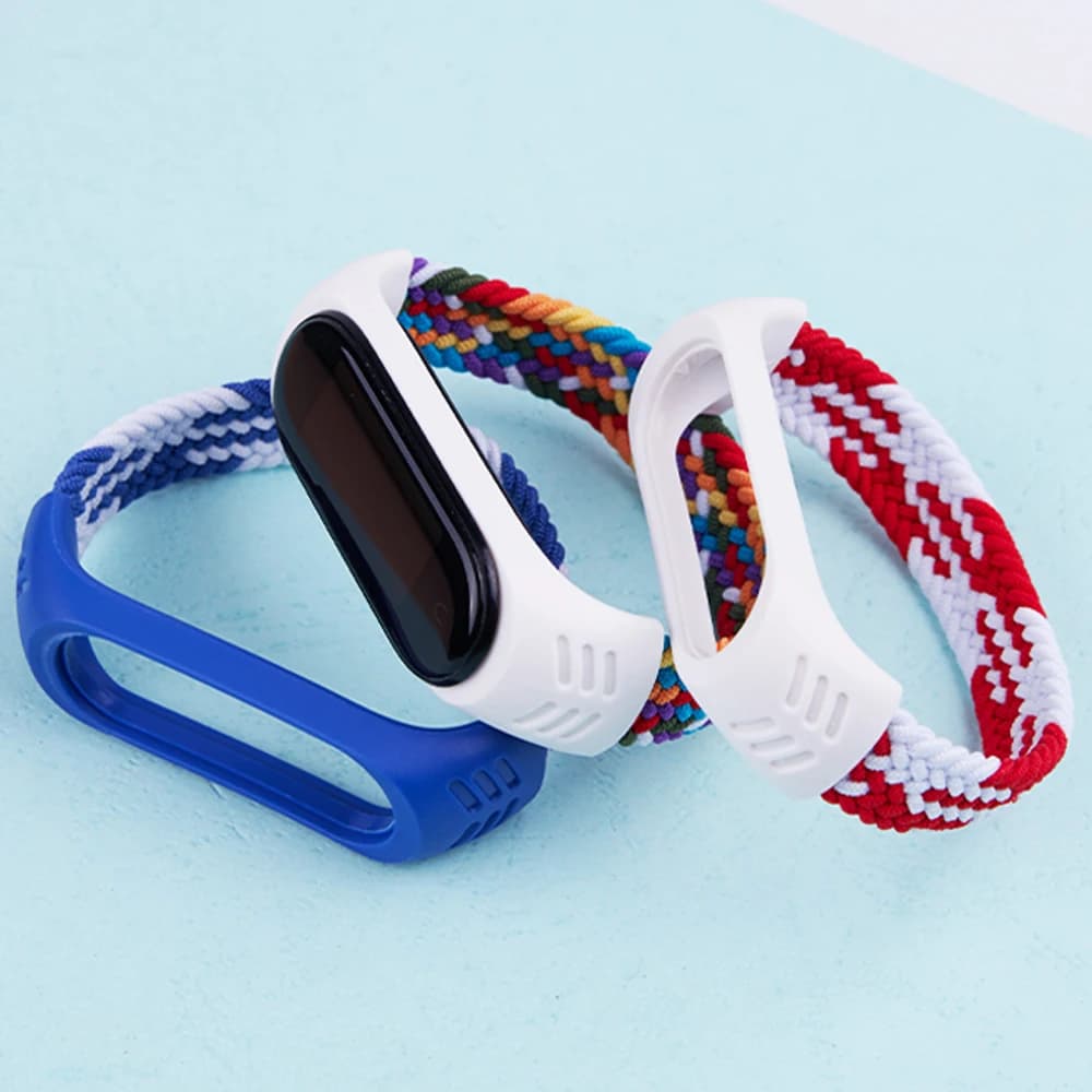 Braided Solo Loop for xiaomi Mi band 7 Watch Strap Nylon NFC Bracelet smart Miband6 belt correa on Mi band 7 8 6 5 4 3 watchband - 3