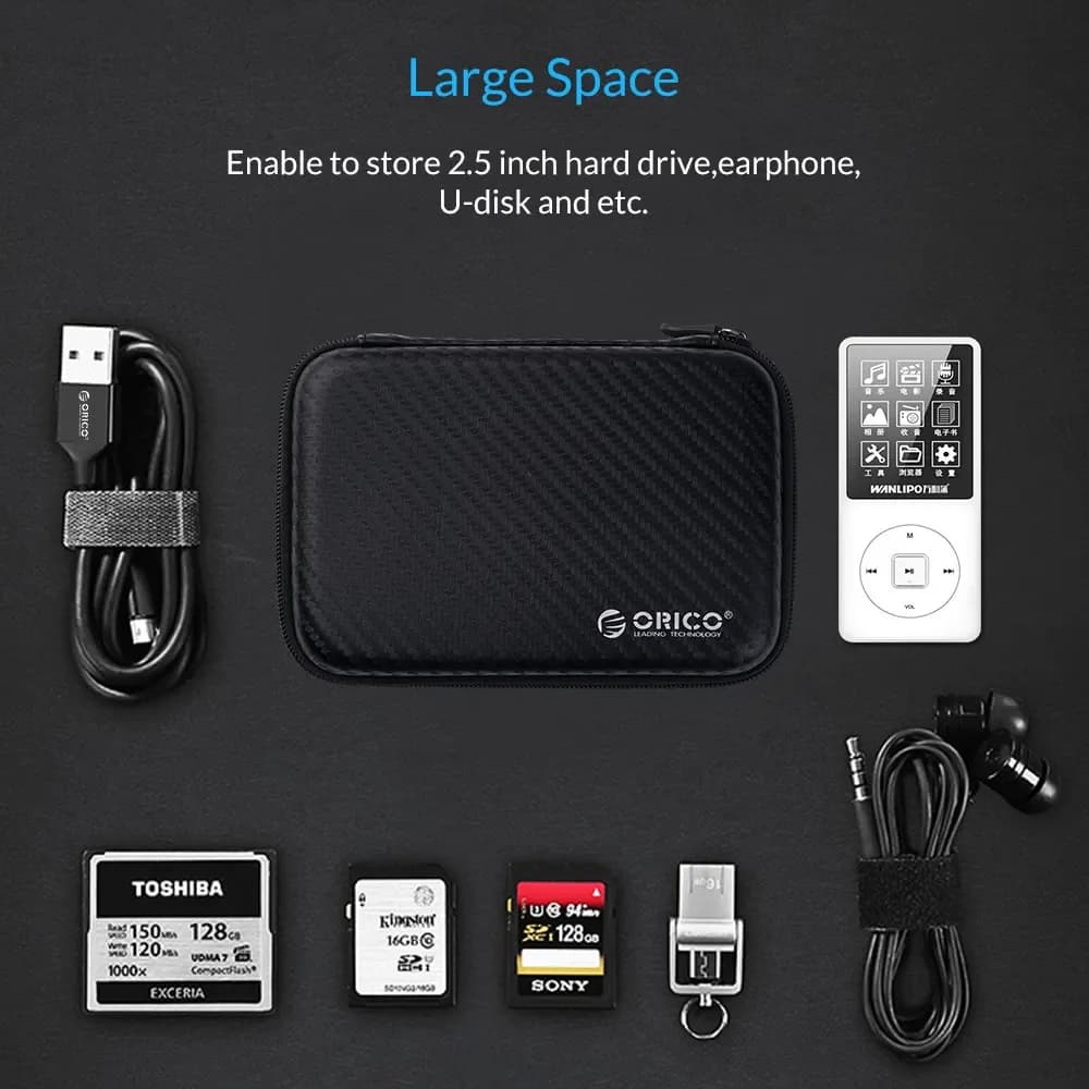 حقيبة حماية ORICO 2.5 لقرص صلب محمول HDD لقرص صلب خارجي 2.5 بوصة/سماعة أذن/قرص U - أسود - 3