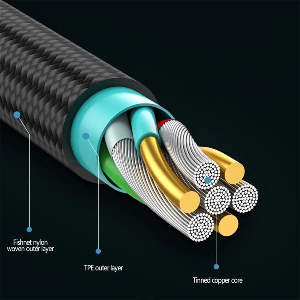 كابل شحن سريع 40W 5A USB إلى Type C، كابل بيانات منسوج، 90 درجة، كابل شحن هاتف لآيفون وXiaomi وريدمي وهواوي - 4
