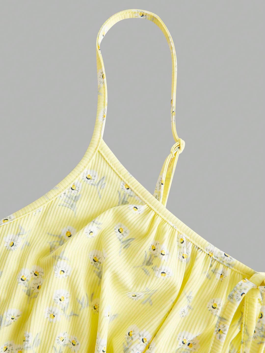 فستان كاميسول بلا أكمام رفيع الحزام أنيق مطبوع بالزهور موضة جديدة - 5