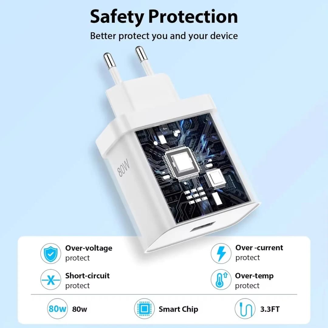 OnePlus 80W SuperVOOC EU Fast Wall Charger for OnePlus 10 11 12 Nord CE 2 3 Lite OPPO realme 10 GT NEO 2 3 Type C USB Cable - 3