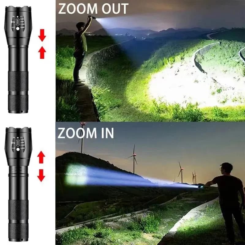 Portable Battery Powered Zoom LED Flashlight Mini Flash Light Torch Lantern 3 Lighting Modes Camping Lamp - 2