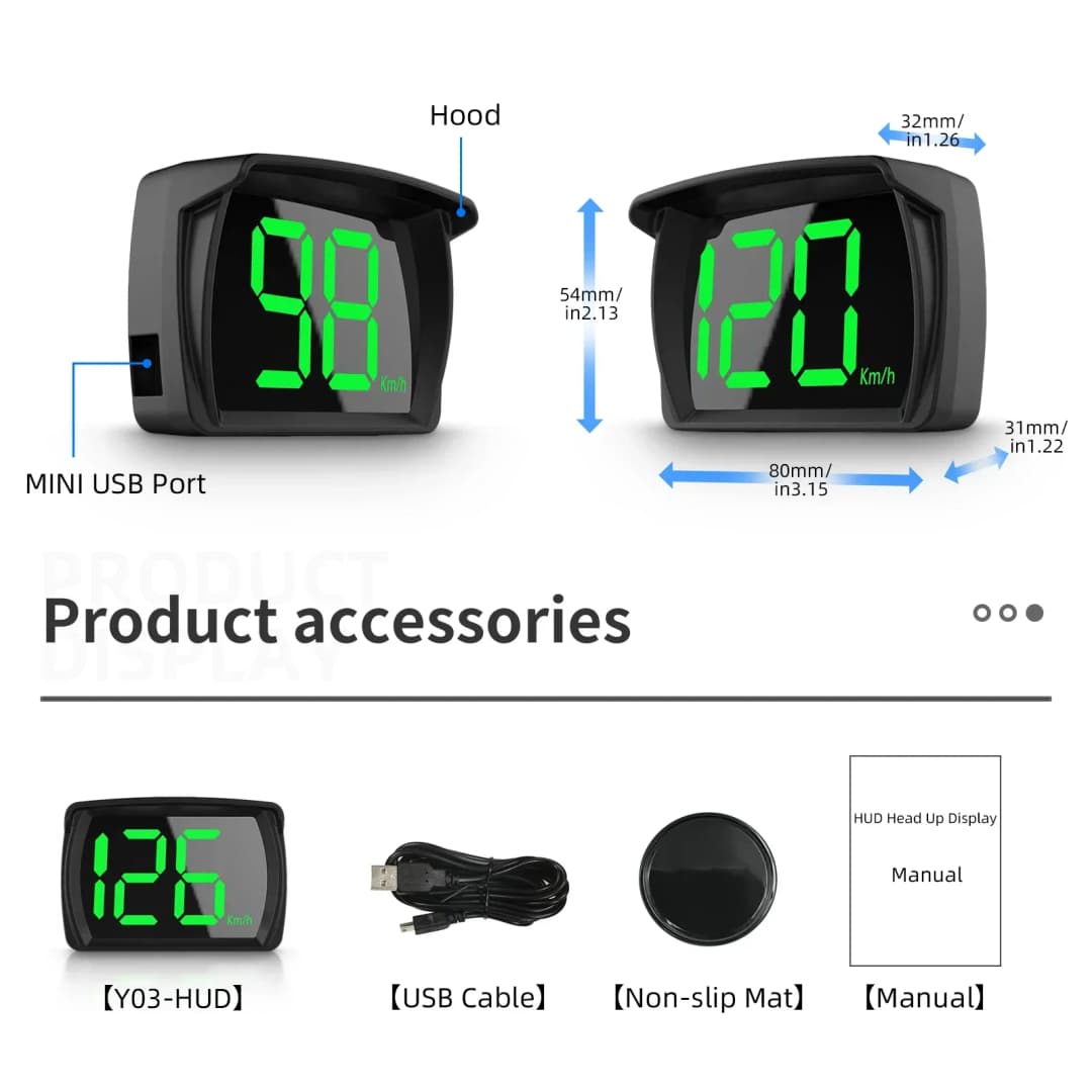 Y03 Digital GPS Speedometer Universal GPS Head up Display HUD Big Font KMH Reminder Meter Car Electronic Displayer Plug and Play - 5