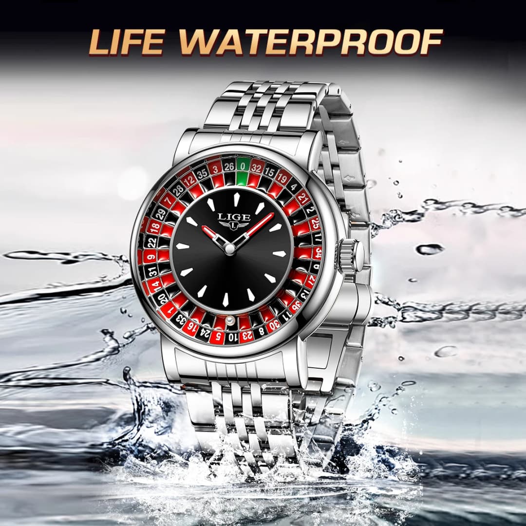 LIGE Fashion Men Watch Rotating Dial Las Vegas Roulette Desktop Theme Watch Men Waterproof Luminous Clock Watches Creative Clock - 2