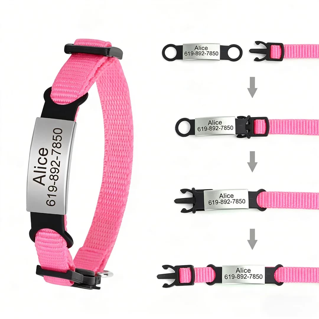 Customized Cat Collar Reflective Cat Collar Free Engraved Puppy Kitten Pet ID Nameplate Necklace With Bell Anti-lost For Cats