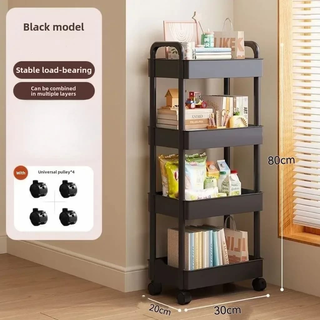 Multifunctional Storage Cart With Open Shelves Space Saving Utility Rack For Kitchen Bedroom Book Display Household Organizer - 5