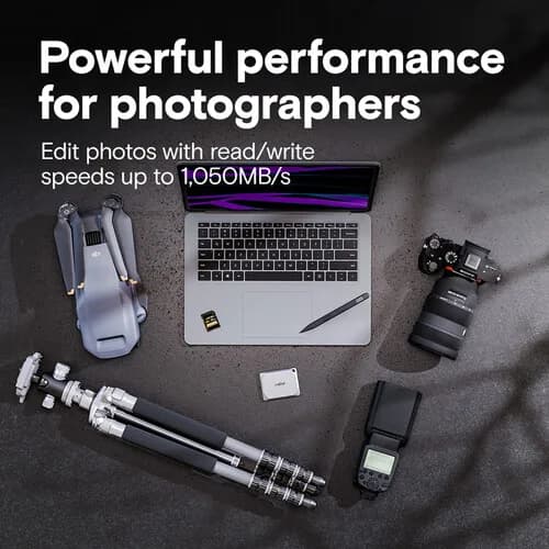 قرص صلب خارجي محمول كروشيال X9 برو بسعة 1 تيرابايت، سرعة كتابة تصل إلى 1050 ميجابايت/ثانية، منفذ USB-C 3.2، لون أسود - 5