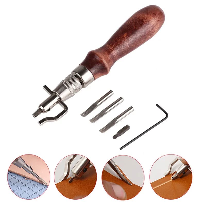 7 in 1 Professional Leather Craft Adjustable Stitching and Slotting Crease Leather Tools DIY Handmade Multifunctional Trimmer - 2
