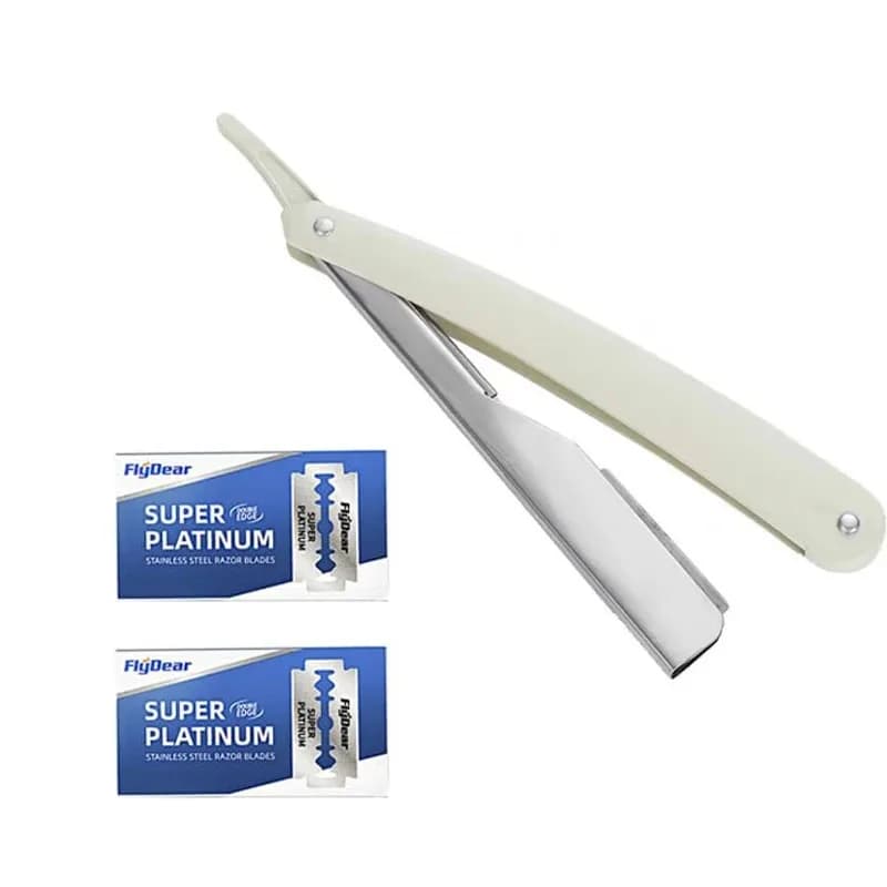 شفرة حلاقة يدوية احترافية، شفرة حلاقة مستقيمة حادة من الفولاذ المقاوم للصدأ، قابلة للطي، أداة قص اللحية مع 10/20/30 شفرة