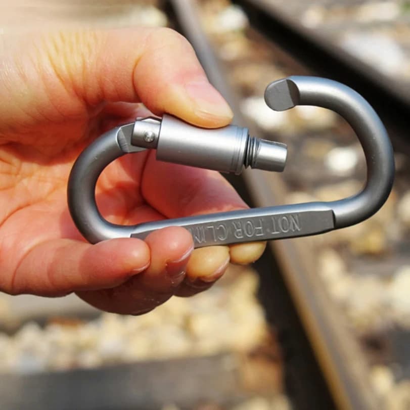 Camping Mountaineering Buckle Aluminum Alloy D-ring Locking Carabiner Clip Set Climbing Screw Lock Hanging Hook Buckle - 6