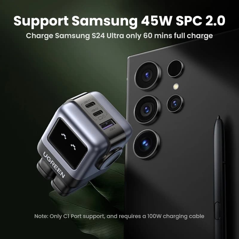 【قابس US】 شاحن UGREEN 65 واط 30 واط GaN تصميم روبوت PD3.0 شاحن سريع QC4.0 3.0 PPS لجهاز iPhone 17 و16 و15 Pro وMacbook Laptop Table - 6