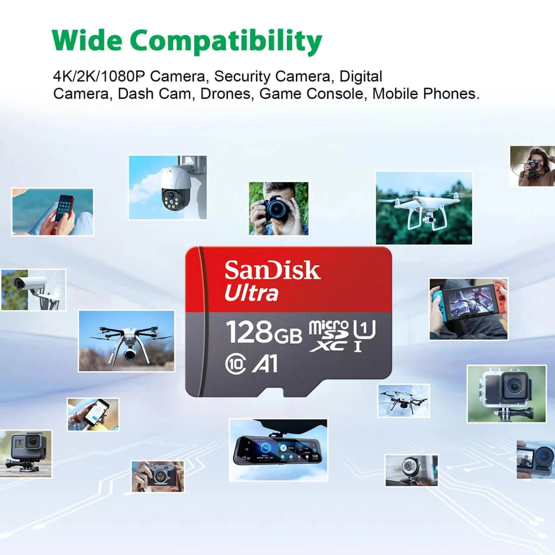 محرك أقراص فلاش SanDisk - 32 جيجابايت، 64 جيجابايت، 128 جيجابايت، 512 جيجابايت - تخزين محمول للكمبيوتر والهواتف وكاميرات المراقبة والكاميرات. - 5