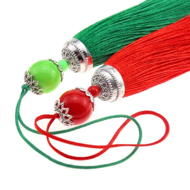 2Pcs Silk Tassel Fringe Brush Hanging Rope Beads Tassel Fringe Trim Pendant 9.8cm For Curtains Embellish Jewelry DIY Home Decor - 5