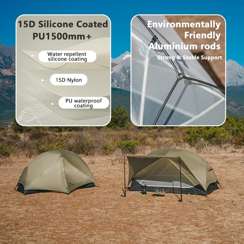 خيمة تخييم من Naturehike Mongar 2 UL/PRO لشخص إلى 3 أشخاص مقاومة للماء خفيفة الوزن مناسبة للمشي لمسافات طويلة - 4