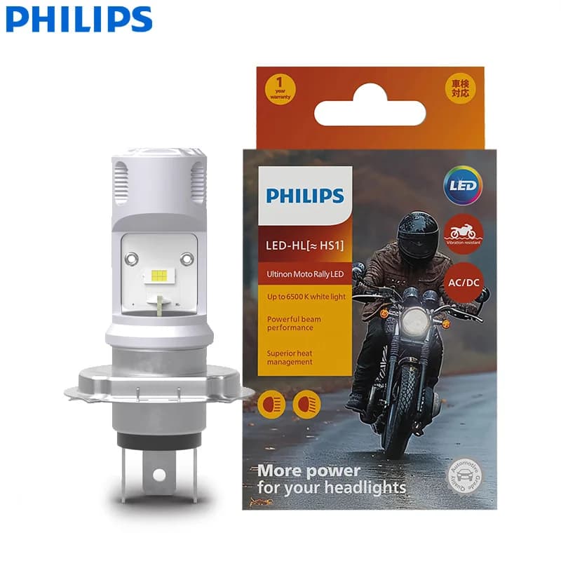 Philips Ultinon Moto Rally HS1 LED Headlight AC/DC 6500K Bright White LED Lamp Motorcycle High Low Beam PX43t Bulb 11636UMRX1