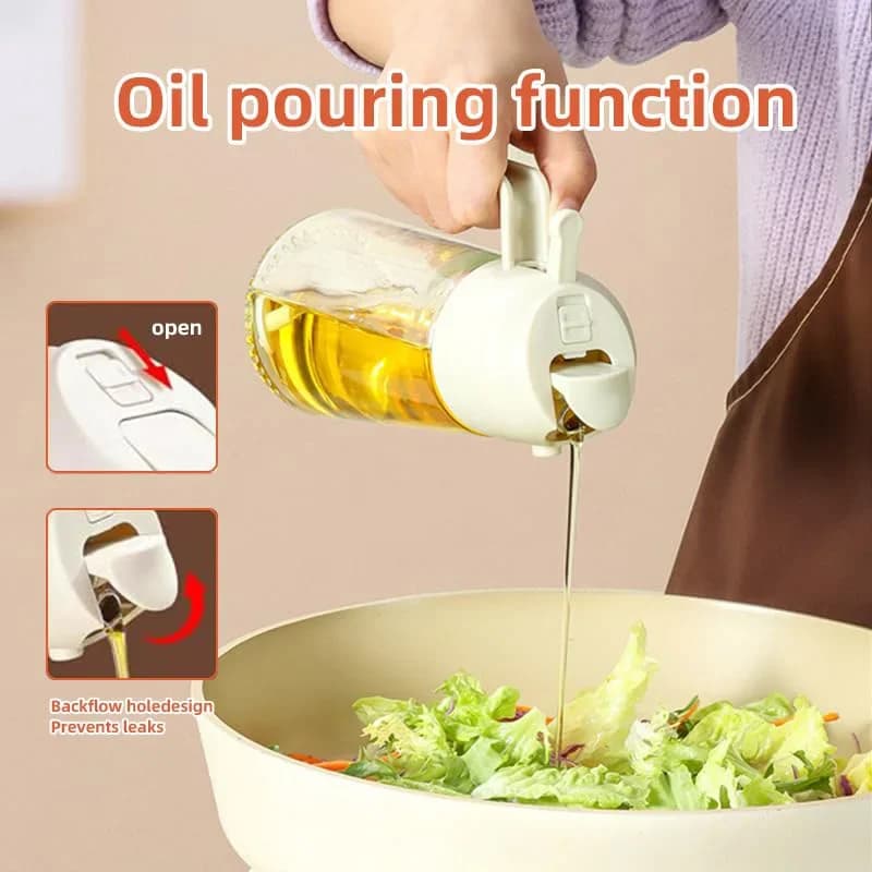 2 in 1 Pour Spray Sprayer Kitchen Fryer Air Spray Oil Dispenser Bottle for Olive Oil Cooking Frying BBQ Camping Large Capacity - 2